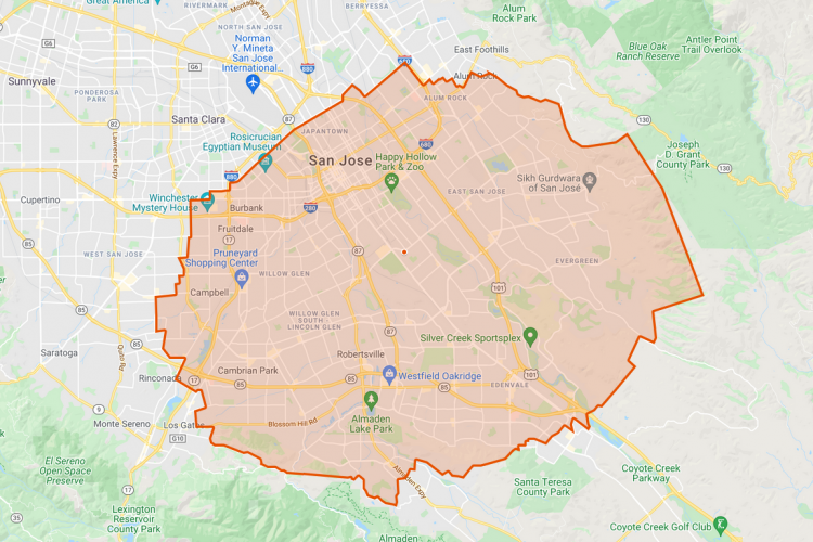 Oriental Fruit Fly Quarantine Zone, San Jose area Oct 2021